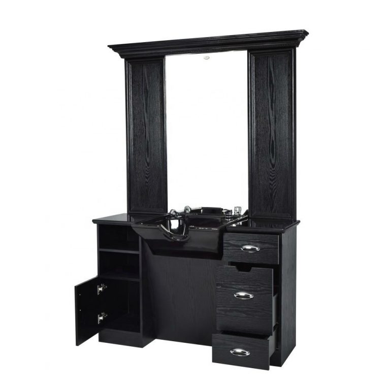 Wood Barber Mirror Salon Styling Station with Storage Cabinet | Alibaba ...